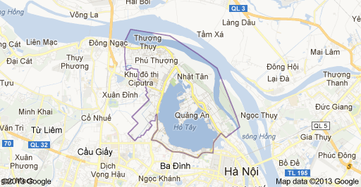 Quận Tây Hồ nằm ở trung tâm Thành phố Hà Nội