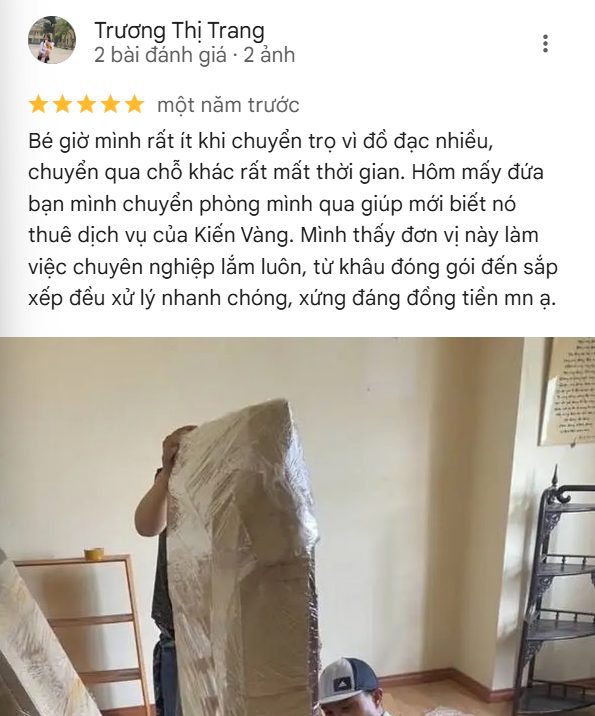 Review đánh giá 5 sao từ chị Trang