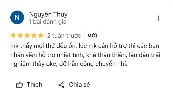Review đánh giá 5 sao từ chị Thúy