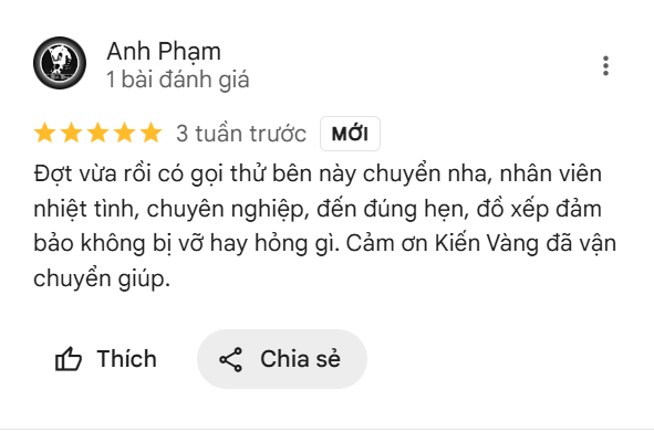 Review đánh giá 5 sao từ anh Anh Phạm
