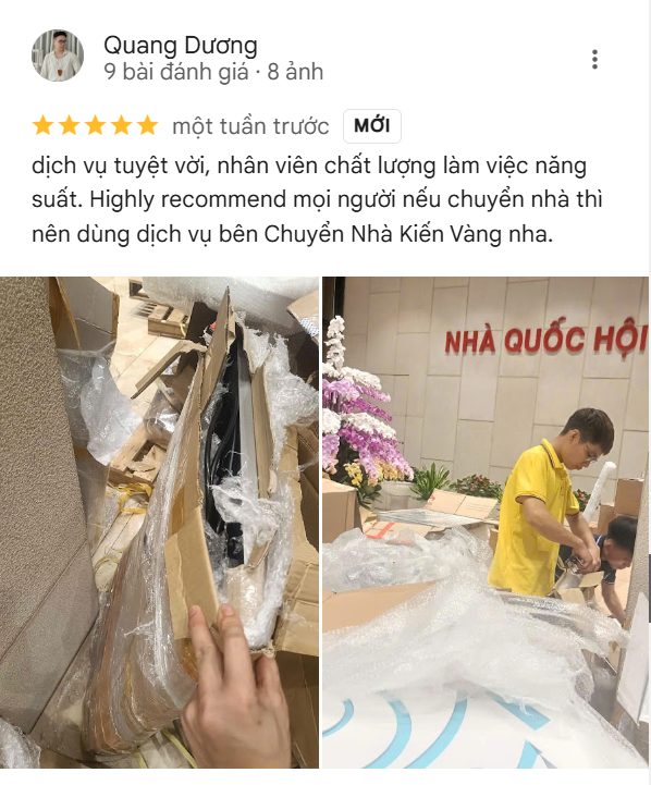 Chuyển nhà tại Phường Yên Hòa, Quận Cầu Giấy 8 Đánh giá từ anh Quang Dương