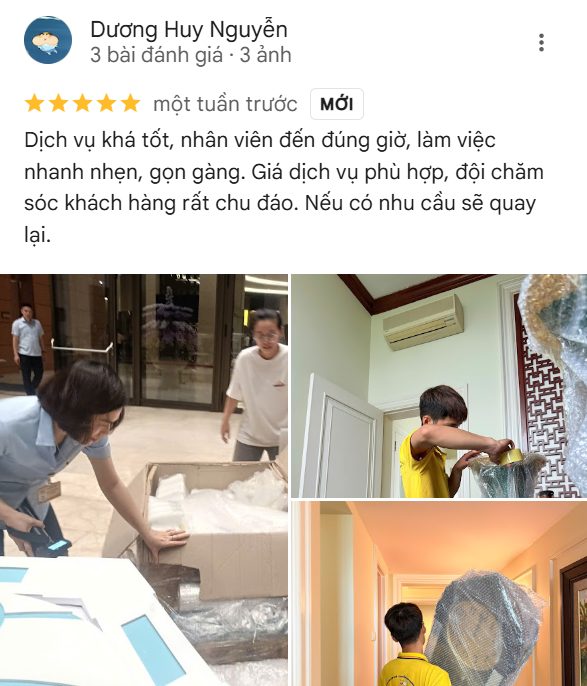 Dịch vụ chuyển nhà tại Đan Phượng, Hà Nội 12 Đánh giá từ anh Huy