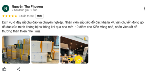 Đánh giá về dịch vụ chuyển nhà Kiến Vàng từ chị Nguyễn Thu Phương