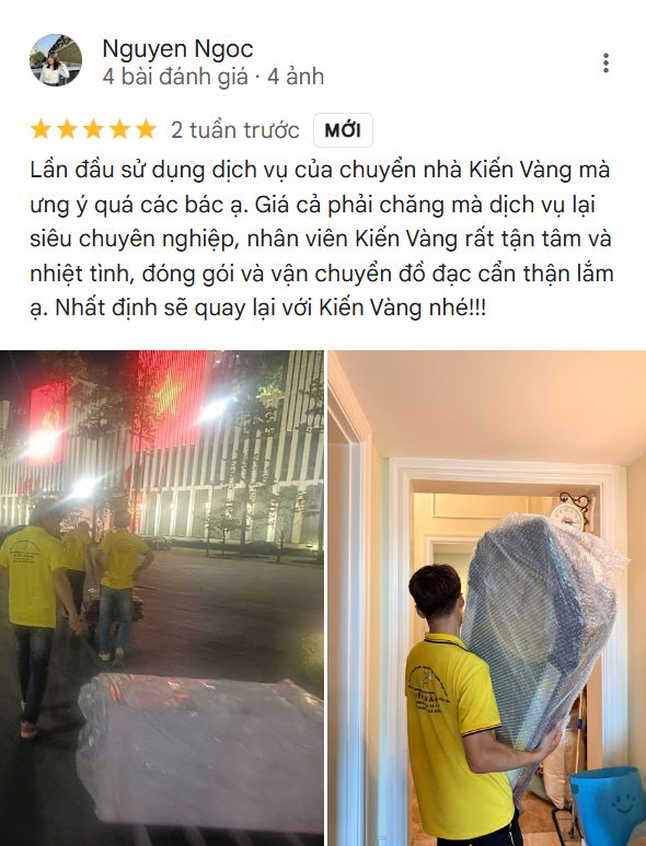 Dịch vụ chuyển nhà tại Vinhomes Ocean Park 1, 2, 3 7 Ảnh đánh giá từ chị Ngọc