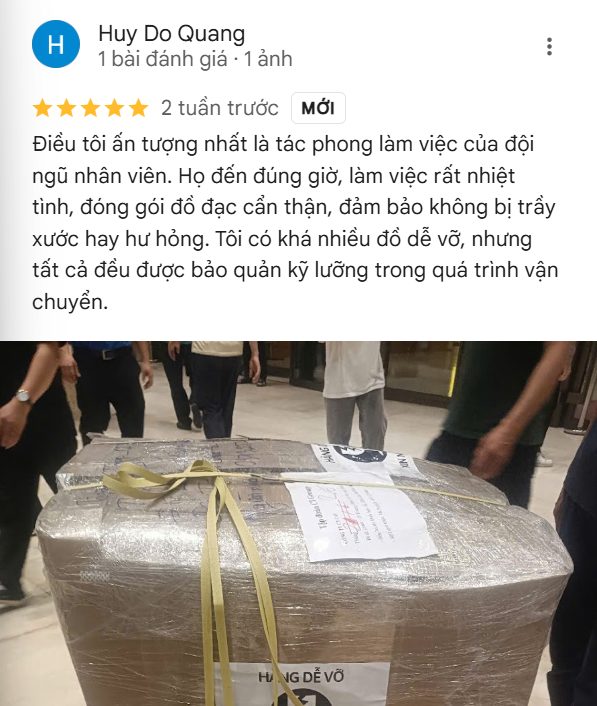 Dịch vụ chuyển nhà tại Vinhomes Ocean Park 1, 2, 3 9 Ảnh đánh giá từ anh Huy