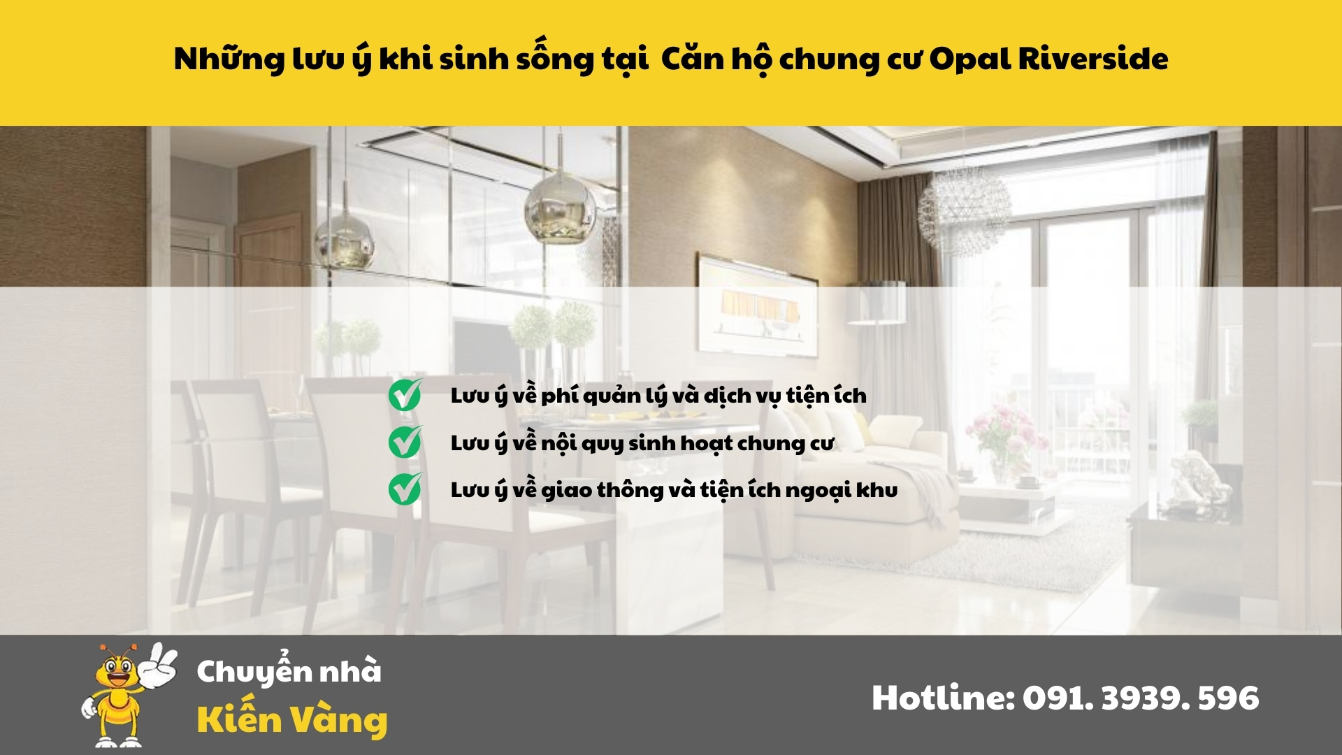 Những lưu ý khi sinh sống tại Căn hộ chung cư Opal Riverside