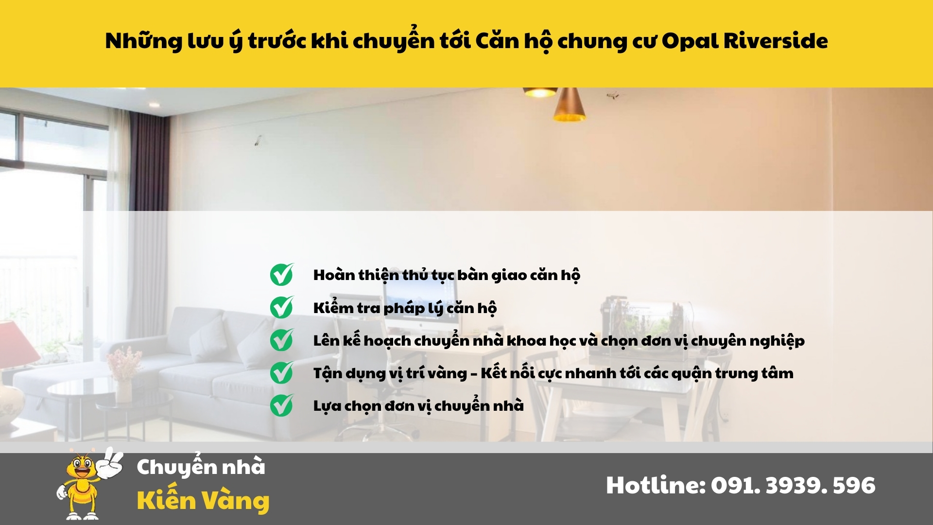 Những lưu ý trước khi chuyển tới Căn hộ chung cư Opal Riverside