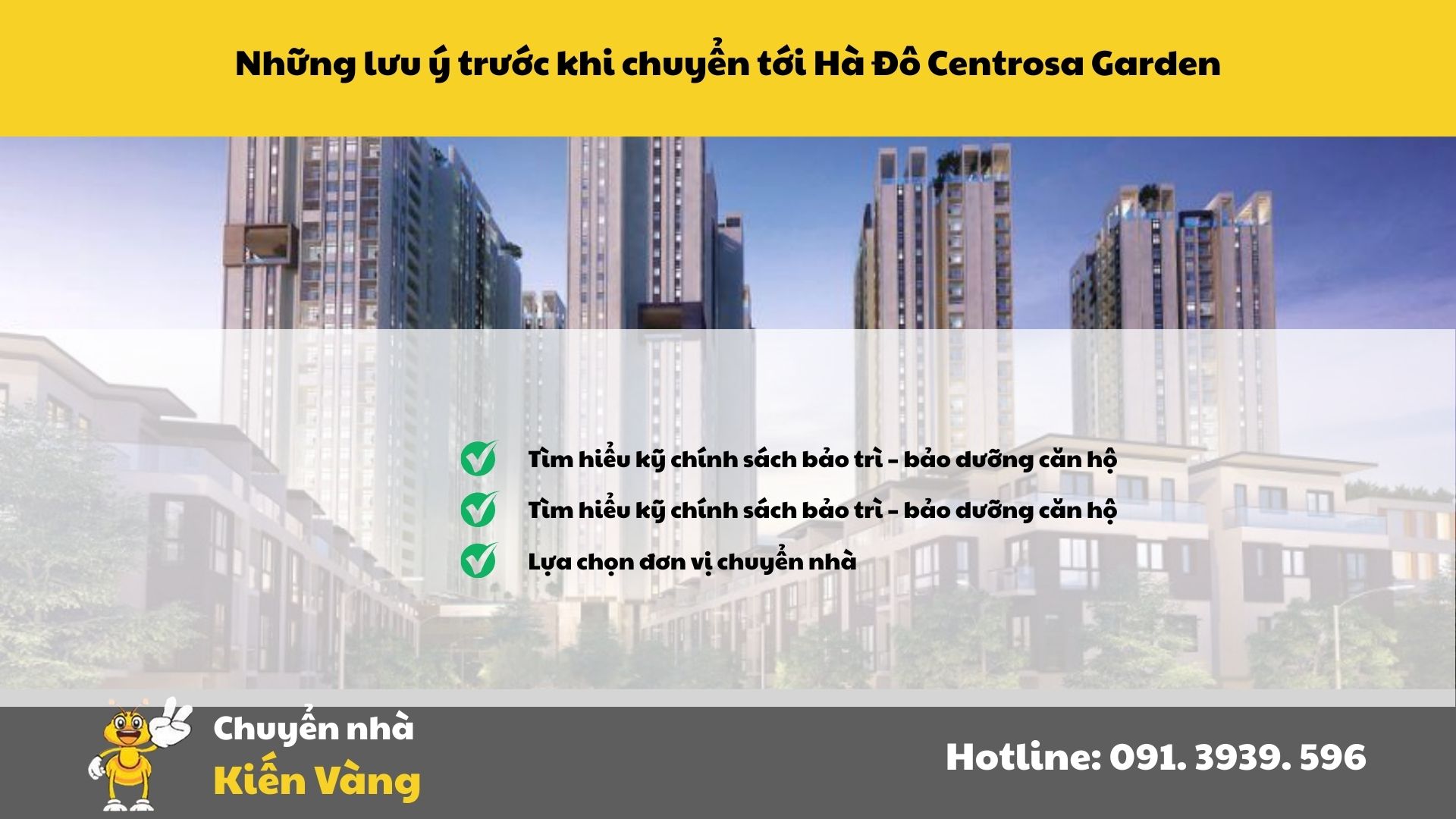 Lưu ý trước khi chuyển tới Hà Đô Centrosa Garden