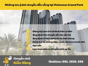 Những lưu ý khi chuyển đến sống tại Vinhomes Grand Park