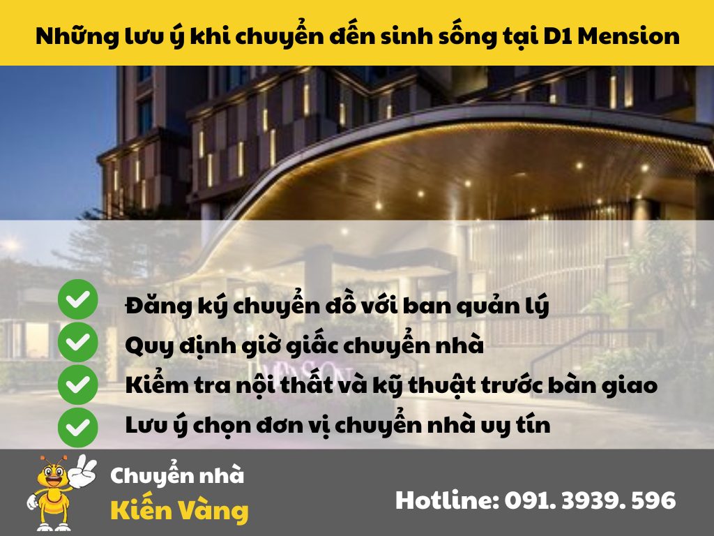 Những lưu ý khi chuyển đến sinh sống tại D1 Mension