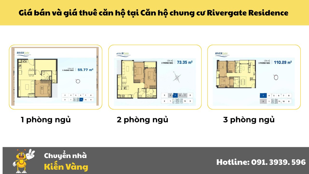 Giá bán và giá thuê căn hộ tại Căn hộ chung cư Rivergate Residence (Cập nhật tháng 5/2025)