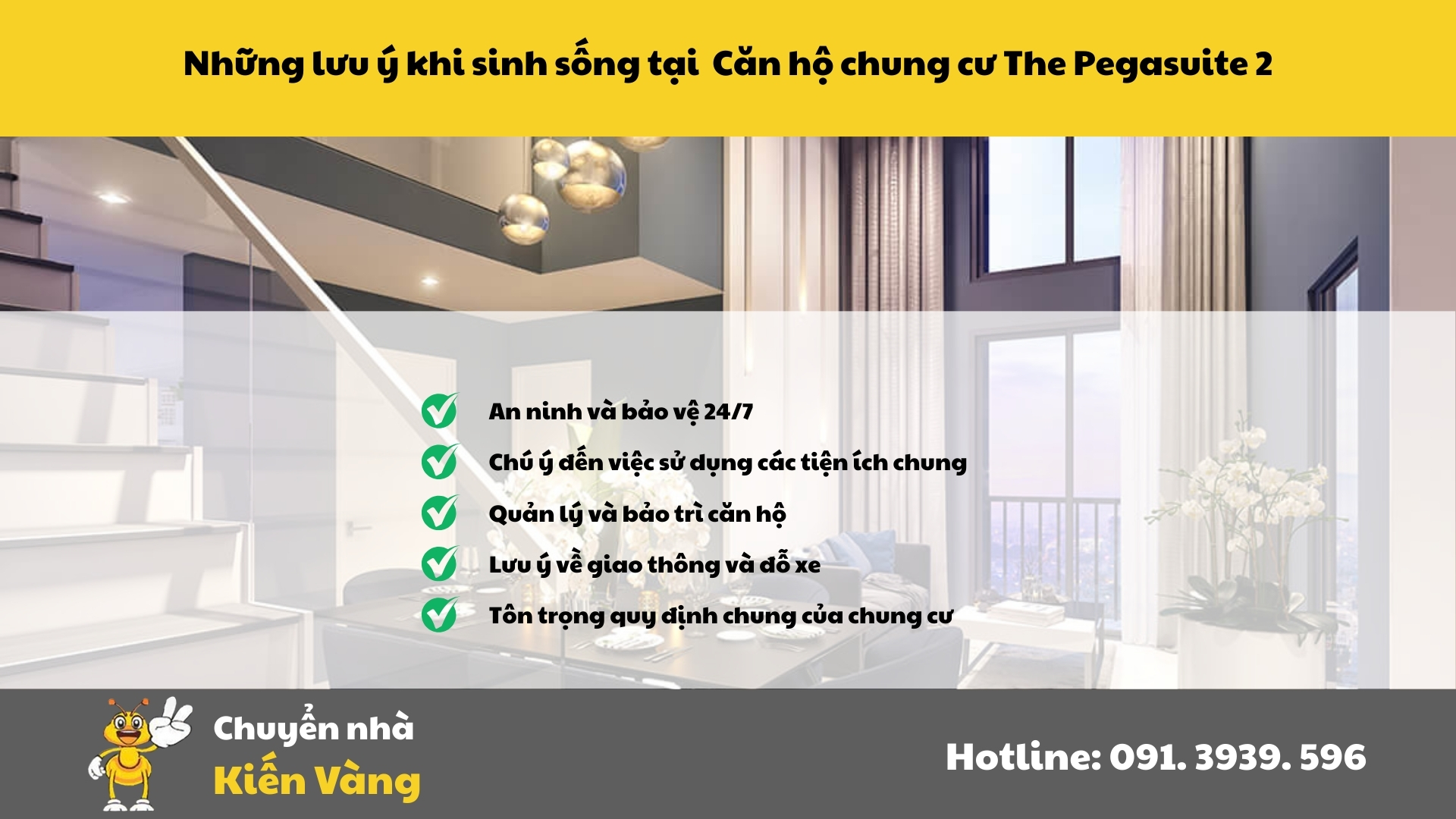 Những lưu ý khi sinh sống tại Căn hộ chung cư The Pegasuite 2