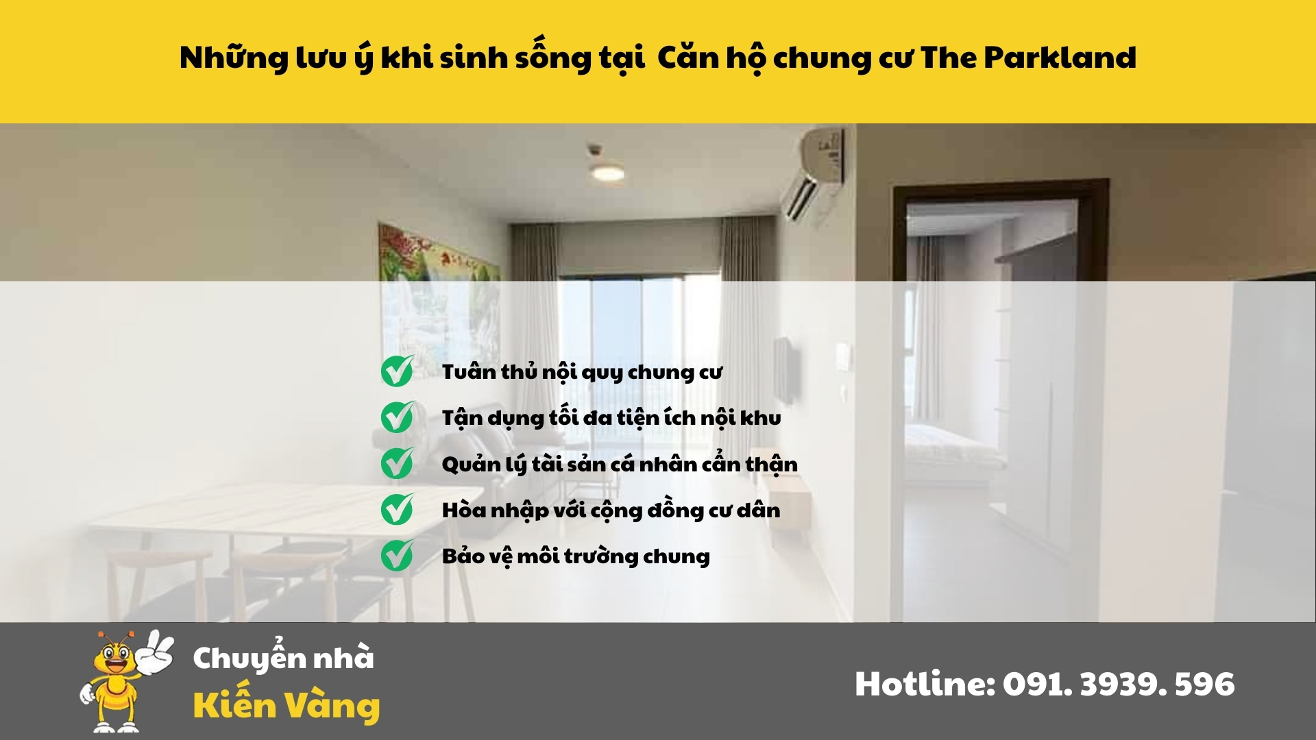 Những lưu ý khi sinh sống tại Căn hộ chung cư The Parkland