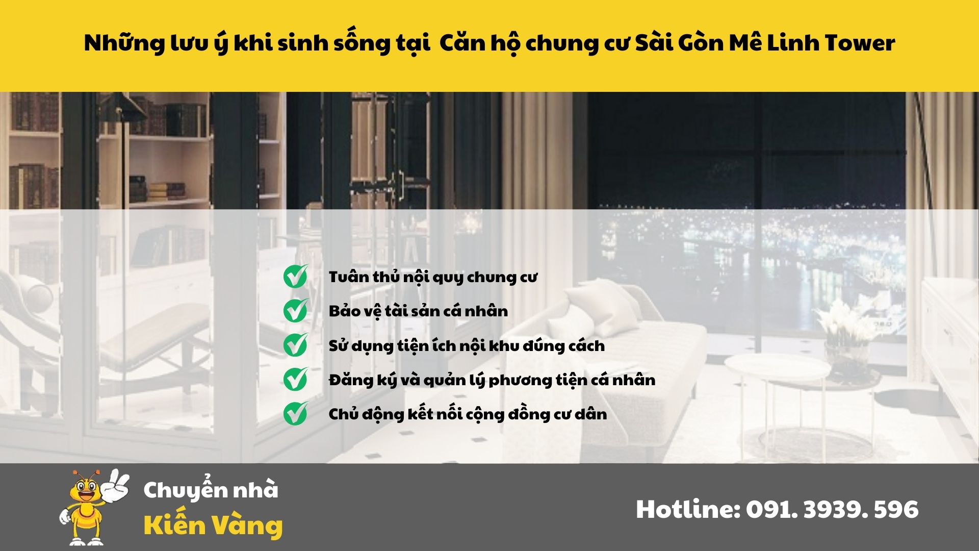 Những lưu ý khi sinh sống tại Căn hộ chung cư Sài Gòn Mê Linh Tower