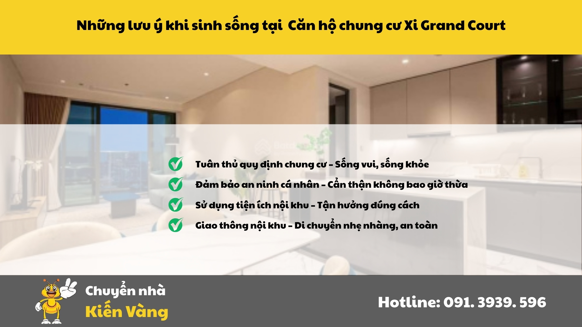 Những lưu ý khi sinh sống tại căn hộ chung cư Xi Grand Court