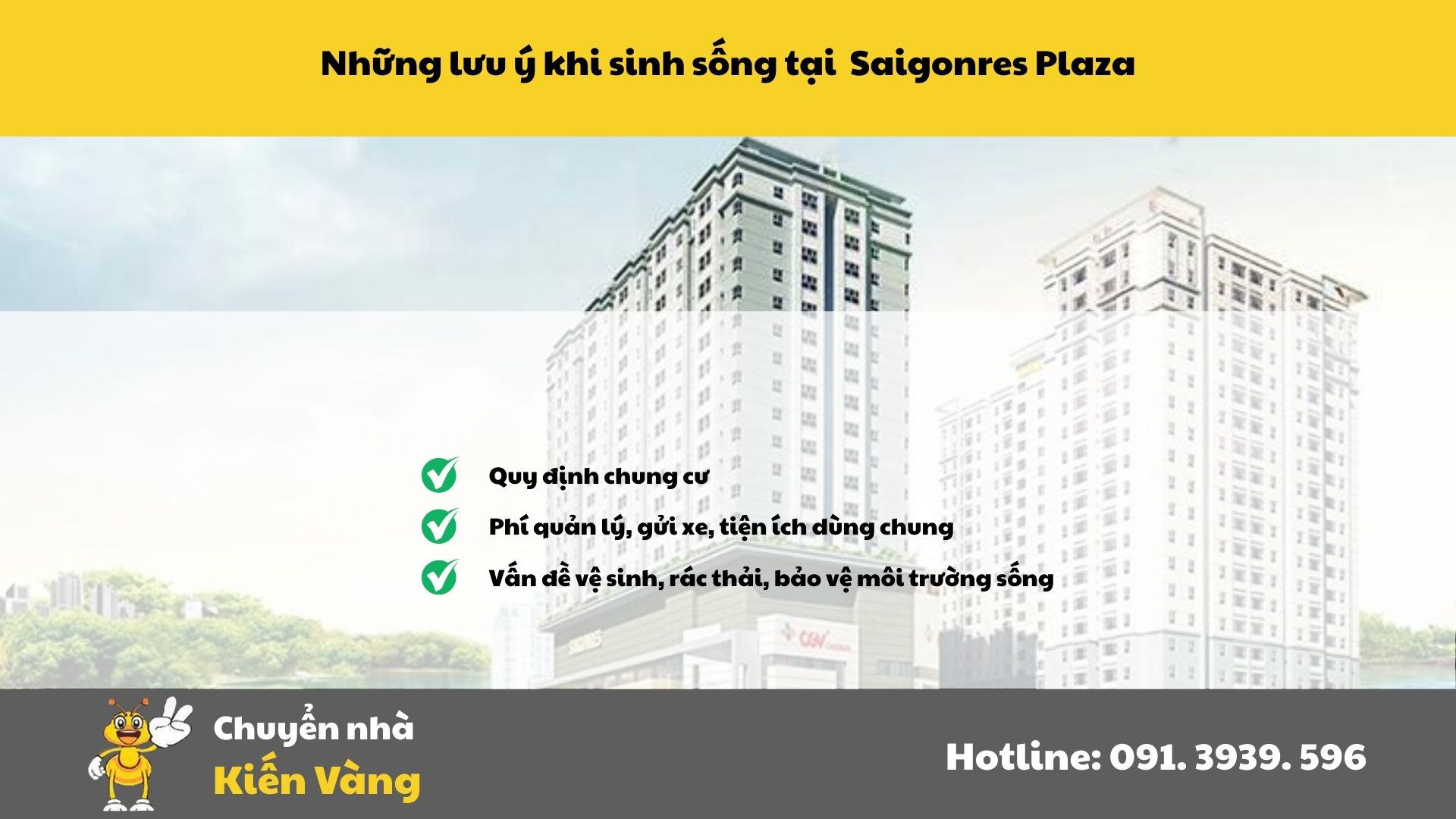 Những lưu ý khi sinh sống tại Căn hộ chung cư Saigonres Plaza