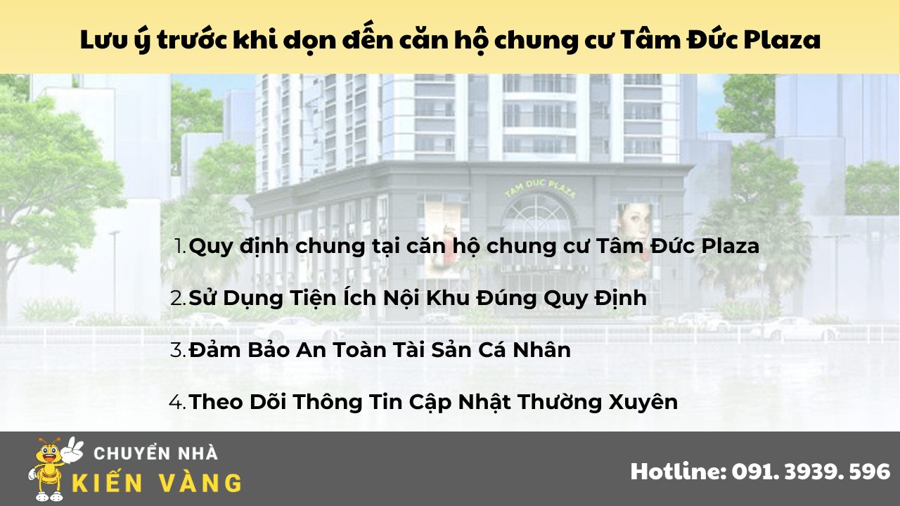 Lưu ý trước khi dọn đến căn hộ chung cư Tâm Đức Plaza