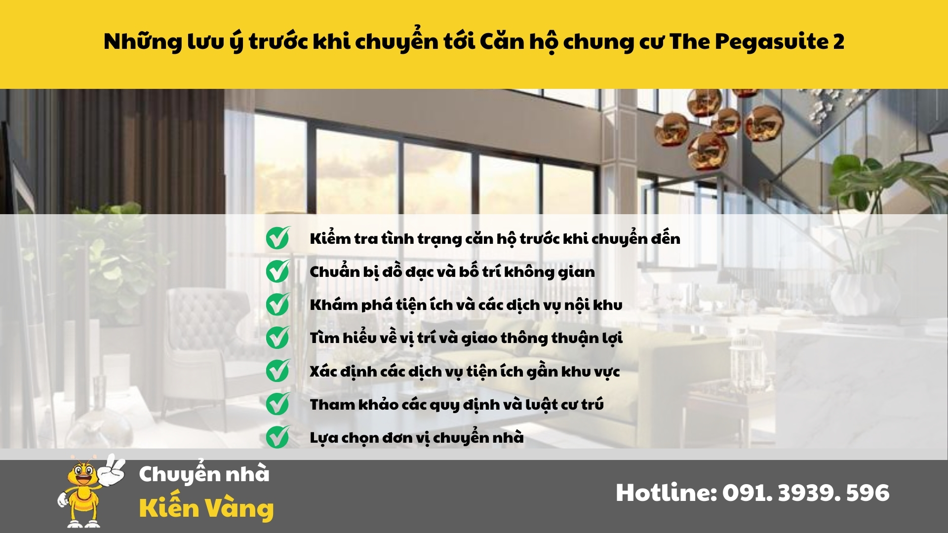 Những lưu ý trước khi chuyển tới tại Căn hộ chung cư The Pegasuite 2