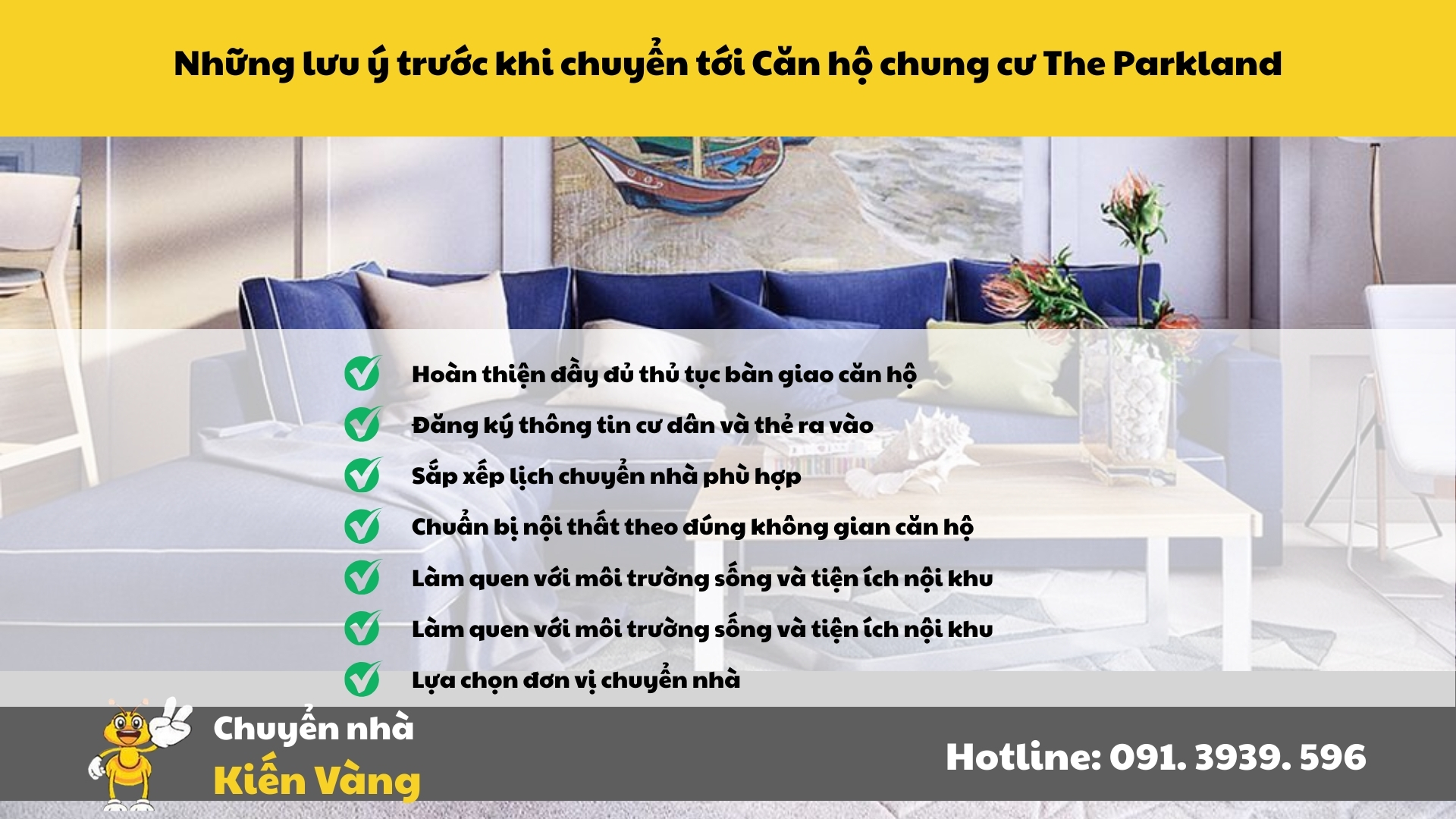 Những lưu ý trước khi chuyển tới tại Căn hộ chung cư The Parkland