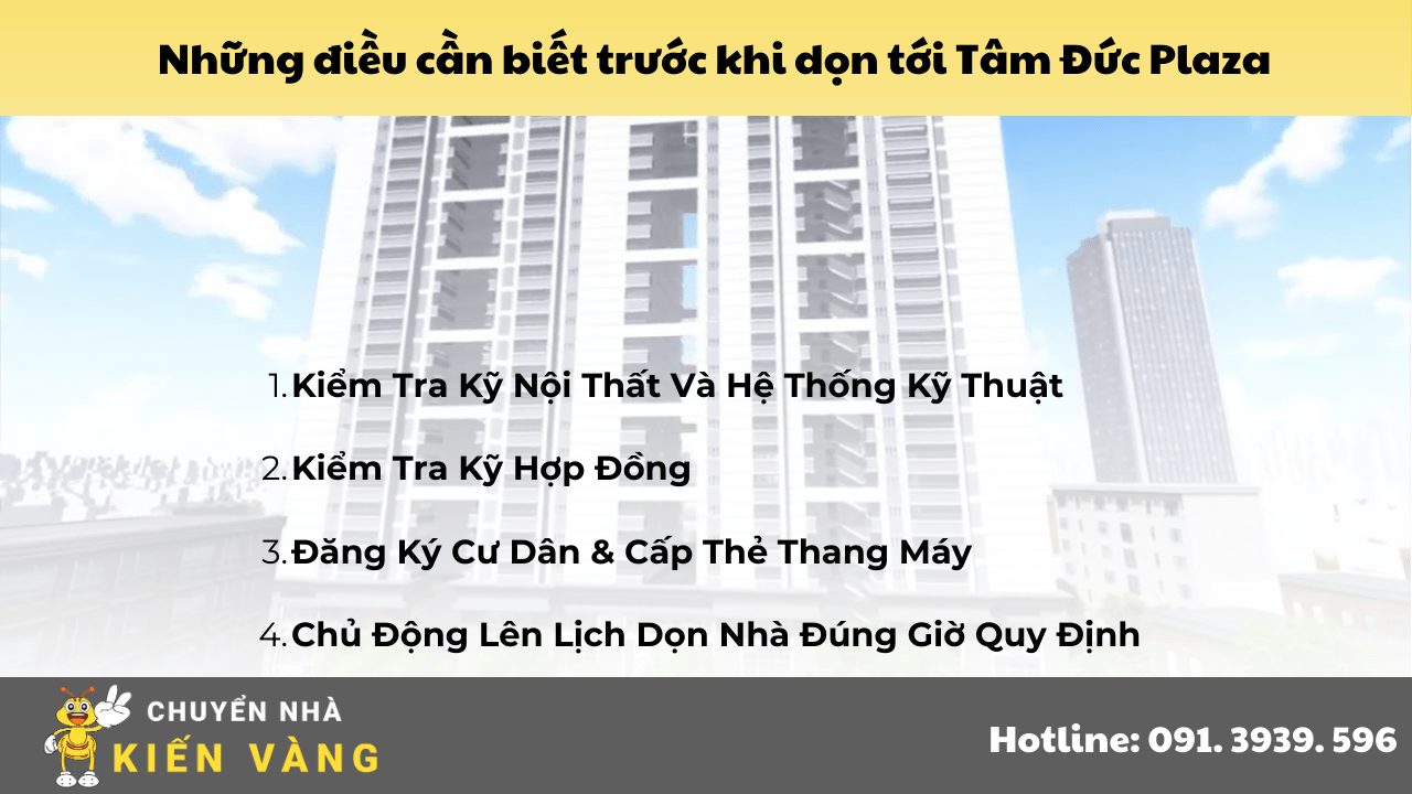 Lưu ý trước khi dọn đến căn hộ chung cư Tâm Đức Plaza