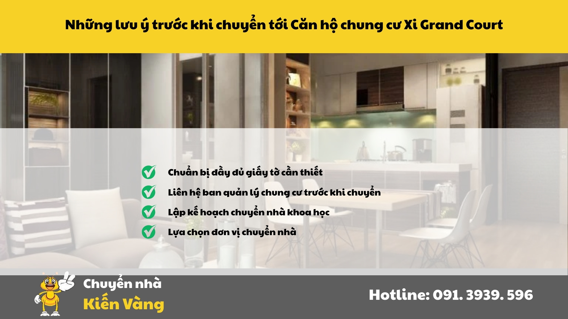Những lưu ý trước khi chuyển tới tại căn hộ chung cư Xi Grand Court