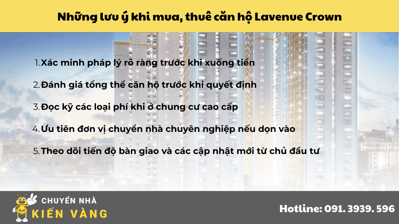 Những lưu ý khi mua, thuê căn hộ Lavenue Crown bạn không nên bỏ qua