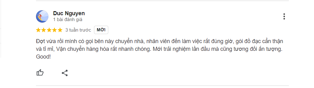 Review 5 sao từ khách hàng - Anh Đức