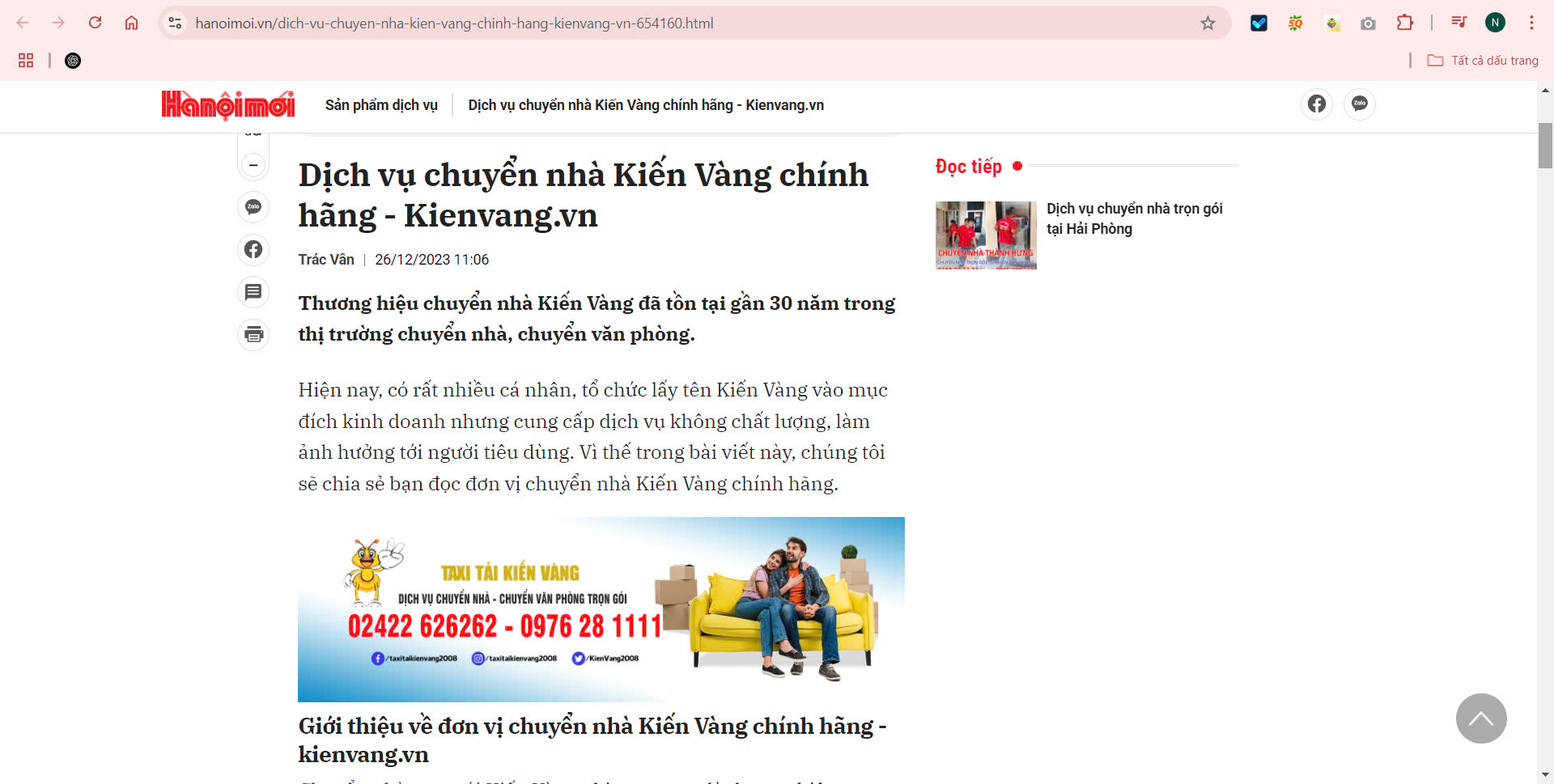 Báo Hà Nội Mới nói về Kiến Vàng