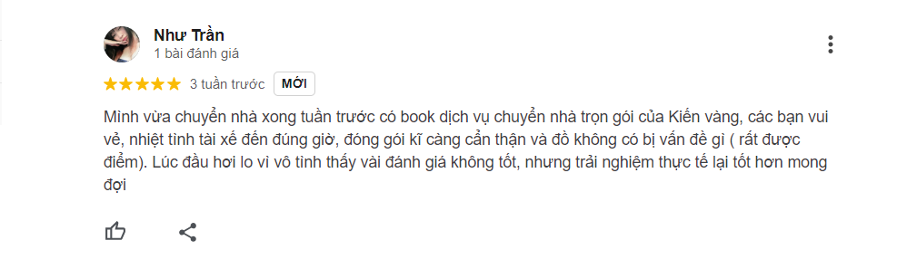 Review 5 sao từ khách hàng - Chị Như