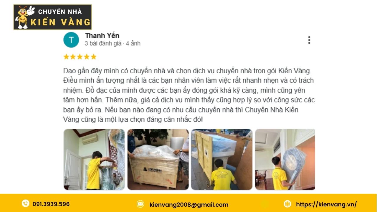Chuyển nhà trọn gói tại căn hộ chung cư Grand View 2025 3 Chị Thanh Yến đã có những đánh giá tích cực