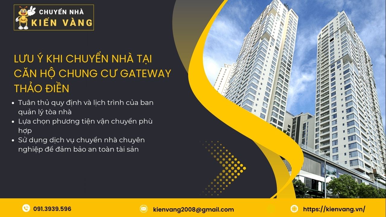 Dịch vụ taxi tải tại căn hộ chung cư Gateway Thảo Điền 2 Lưu ý khi chuyển nhà tại căn hộ chung cư Gateway Thảo Điền