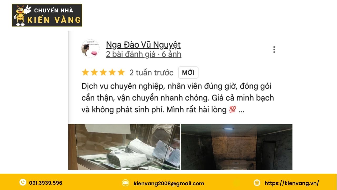 Dịch vụ chuyển nhà trọn gói tại Thảo Điền Pearl Quận 2 TPHCM 7 Đánh giá thực tế của khách hàng trên Google tại Chuyển Nhà Kiến Vàng