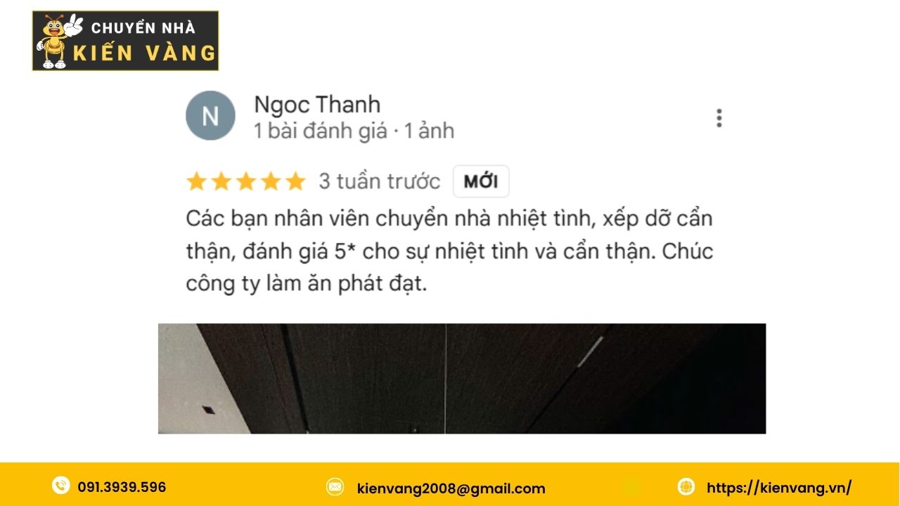 Chuyển nhà trọn gói Diamond Island Quận 2 8 Đánh giá của chị Ngọc Thanh về dịch vụ của Chuyển Nhà Kiến Vàng