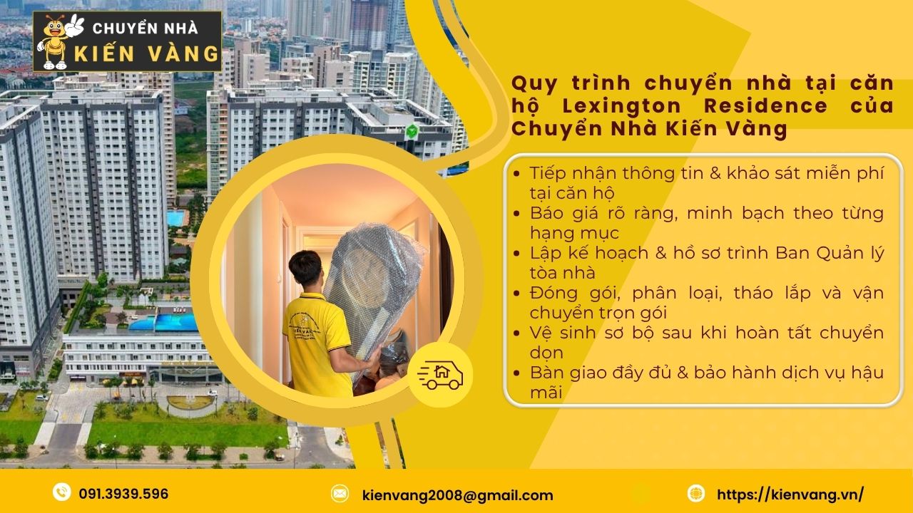 Dịch vụ chuyển nhà tại chung cư Lexington Residence 3 Quy trình chuyển nhà tại chung cư Lexington Residence