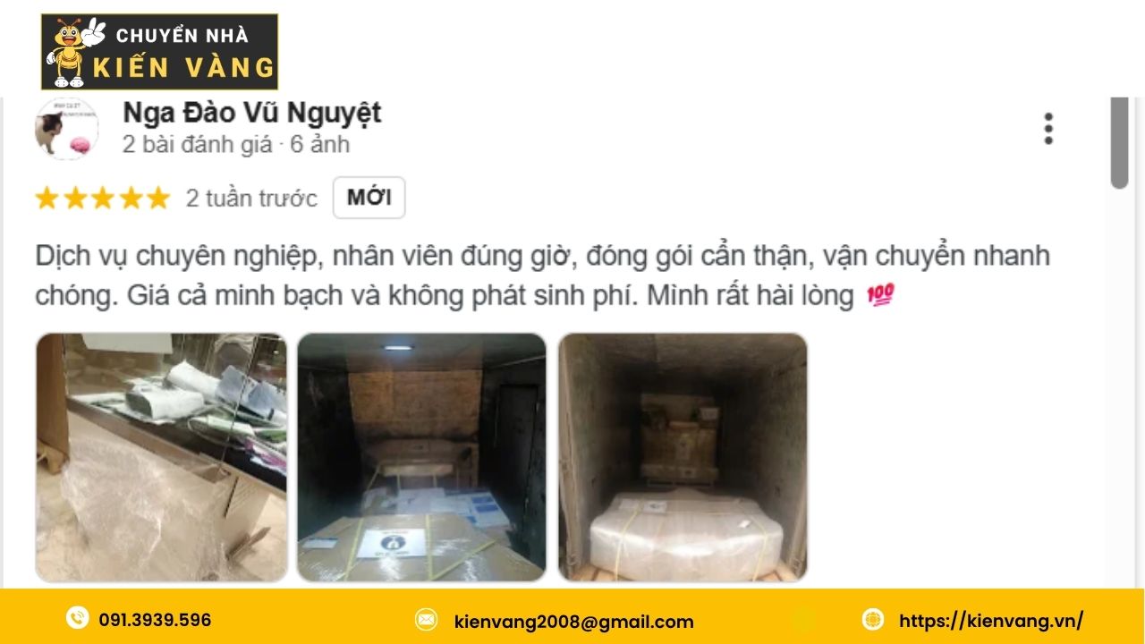 Chuyển nhà trọn gói tại căn hộ chung cư Léman Luxury Apartments 6 Đánh giá của chị Vũ Nguyệt về dịch vụ của Chuyển Nhà Kiến Vàng