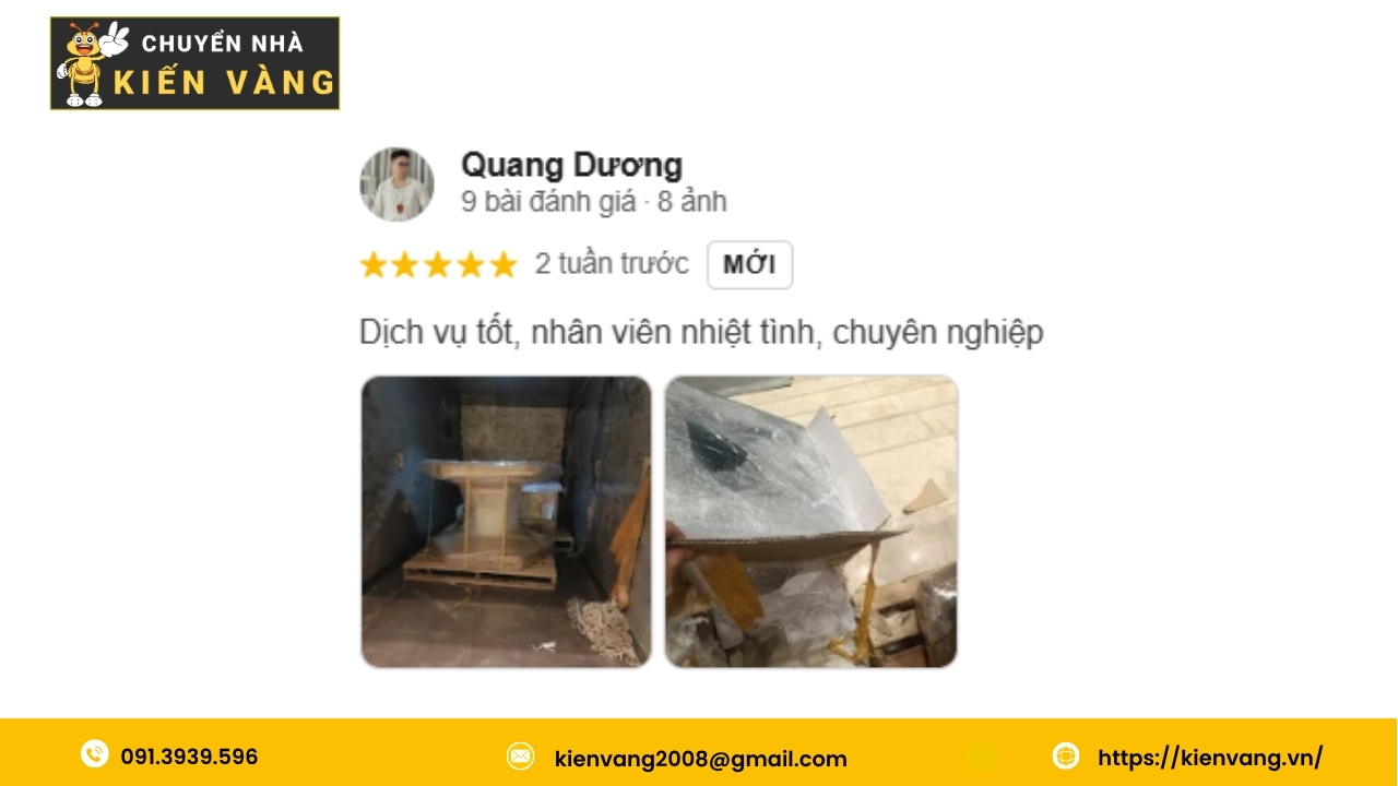 Dịch vụ chuyển văn phòng trọn gói tại The EverRich Infinity 6 Đánh giá thực tế của khách hàng về dịch vụ Chuyển Nhà Kiến Vàng