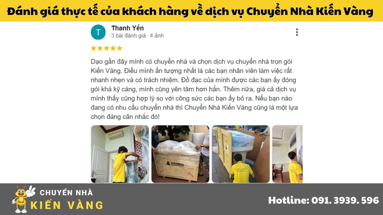 Dịch vụ chuyển nhà trọn gói tại căn hộ chung cư VRG River View 5 Đánh giá thực tế của khách hàng về dịch vụ Chuyển Nhà Kiến Vàng
