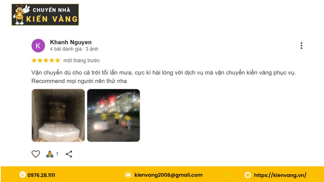 Dịch vụ chuyển nhà trọn gói xã Bát Tràng chuyên nghiệp uy tín 4 Đánh giá của anh Khánh khi sử dụng dịch vụ chuyển nhà trọn gói xã Bát Tràng