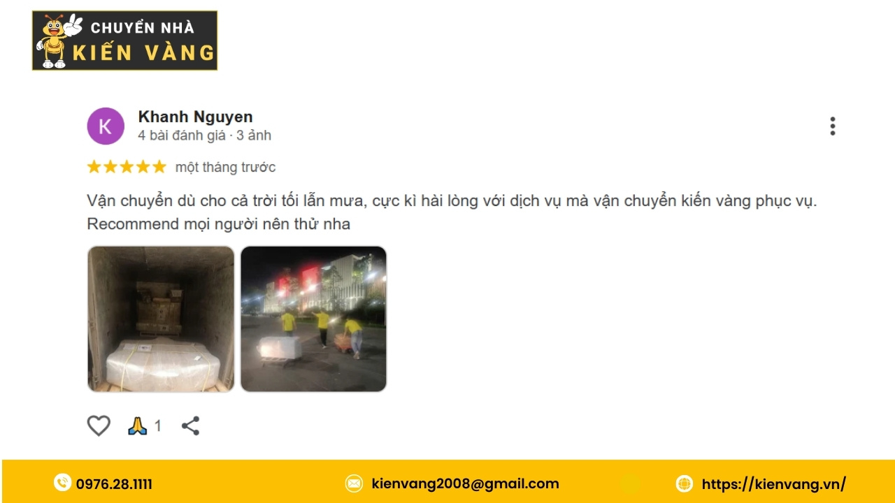 Giải pháp chuyển nhà xã Hòa Xá nhanh gọn và tiết kiệm 5 Đánh giá của anh Nguyễn Khánh
