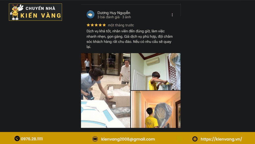 Chuyển nhà trọn gói Phường Phú Thượng 6 Review 5 sao từ khách hàng - Anh Huy