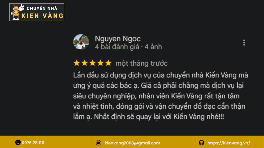 Chuyển nhà trọn gói Phường Phú Thượng 5 Review 5 sao từ khách hàng - Chị Ngọc