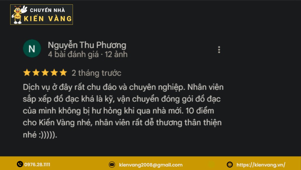 Chuyển nhà trọn gói Phường Phú Thượng 7 Review 5 sao từ khách hàng - Chị Phương