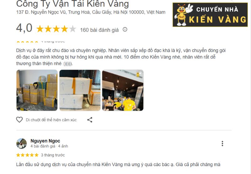 Khách hàng đánh giá về dịch vụ của chúng tôi trên internet
